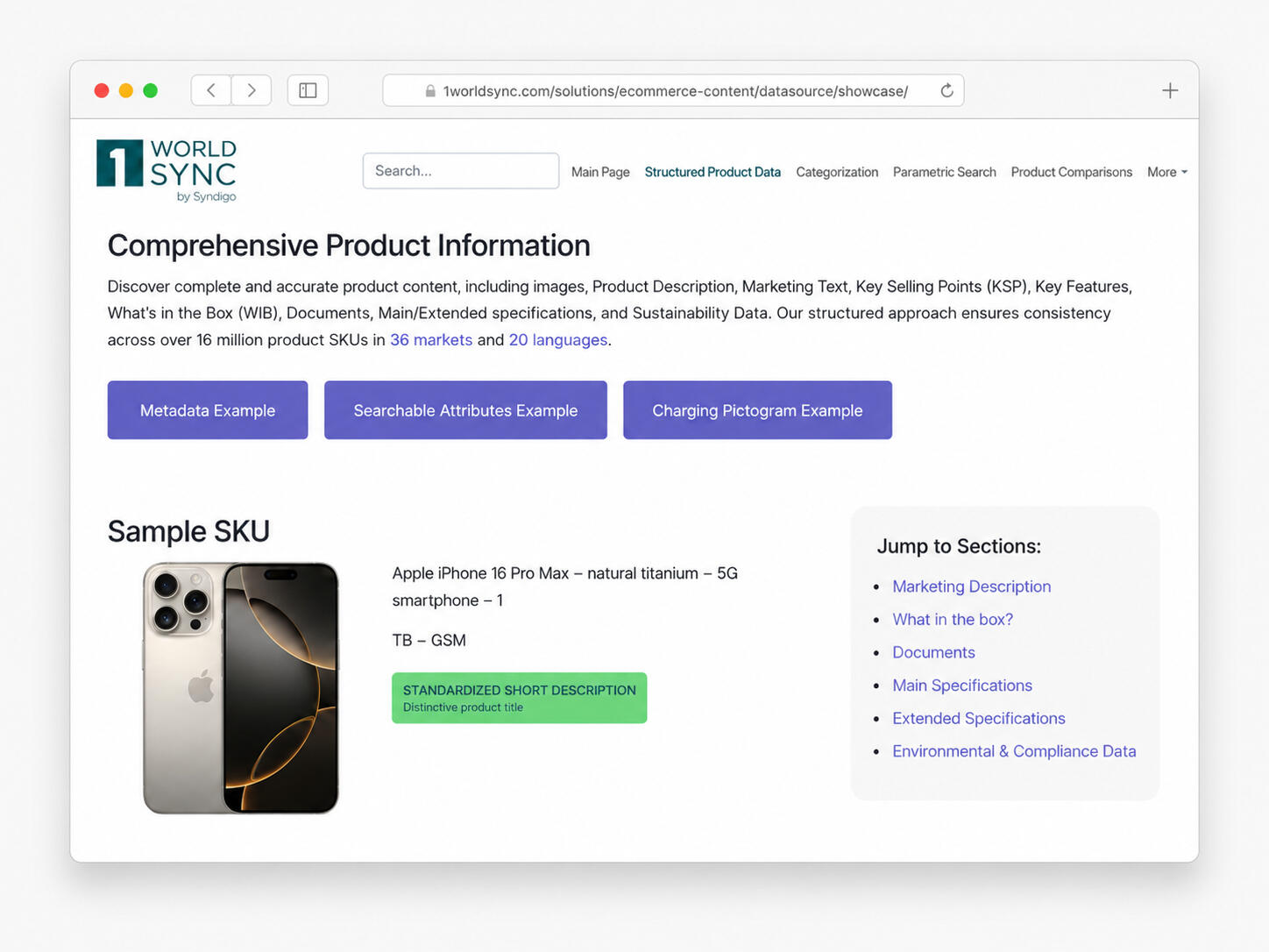 Preview of the product showcase created to present the solution to clients and prospects
